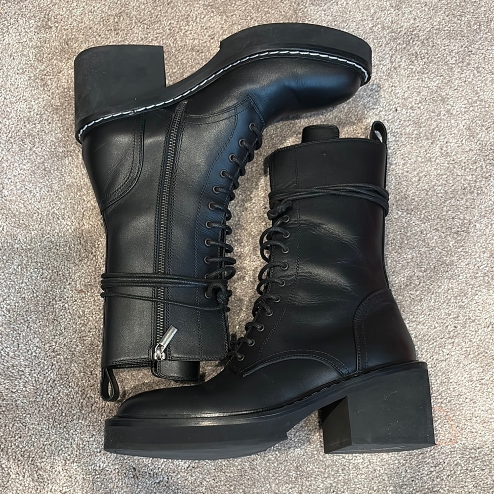 KHAITE “Cody” black leather lace up combat boot - Picture 4 of 9